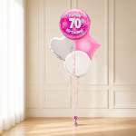 Age 70 Pink Holographic 18 Inch Balloon
