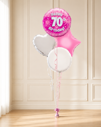 Age 70 Pink Holographic 18 Inch Balloon