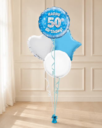 Age 50 Blue Holographic 18 Inch Balloon