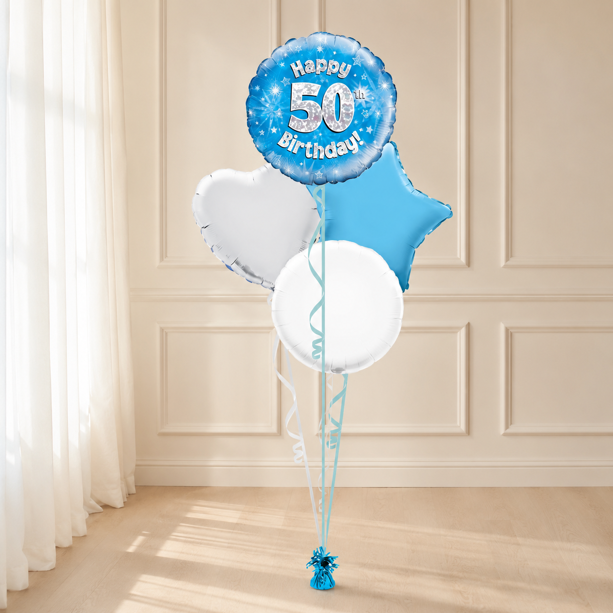 Age 50 Blue Holographic 18 Inch Balloon